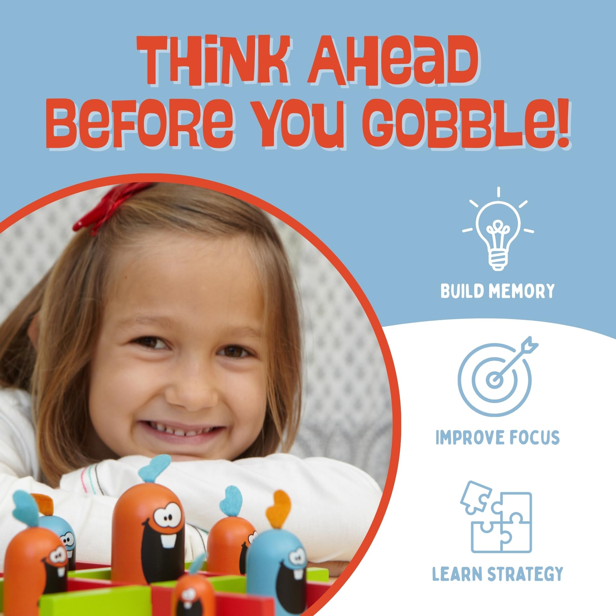 Gobblet Gobblers Fun Strategy Board Game - Award Winning Kids and Family Friendly Educational Board Game by Blue Orange Games- THE ORIGINAL GAME, All Wooden - 2 Players for Ages 5+ - Image 4