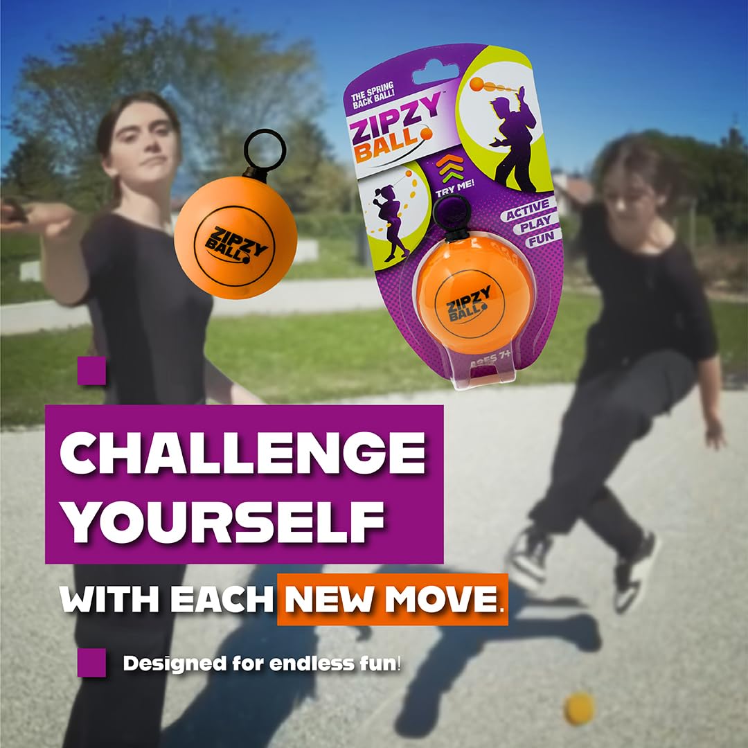 ZipzyBall Sporty Spring Back Hand Ball Fidget - Kid or Adult Indoor and Outdoor All Season Active Play Workout Skill Toy. Recommended for Ages 7 & Up. - Image 6