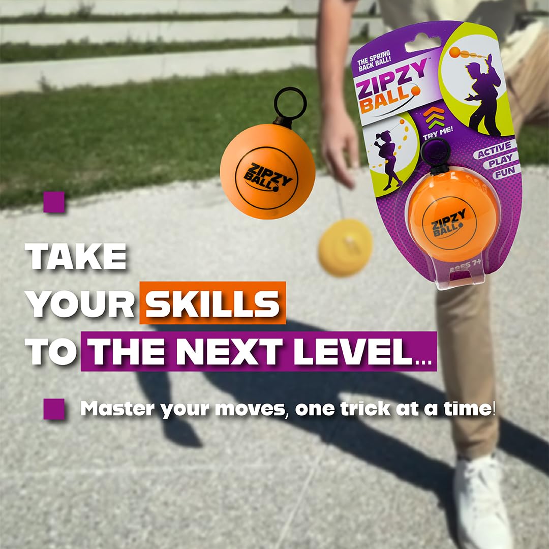 ZipzyBall Sporty Spring Back Hand Ball Fidget - Kid or Adult Indoor and Outdoor All Season Active Play Workout Skill Toy. Recommended for Ages 7 & Up. - Image 8